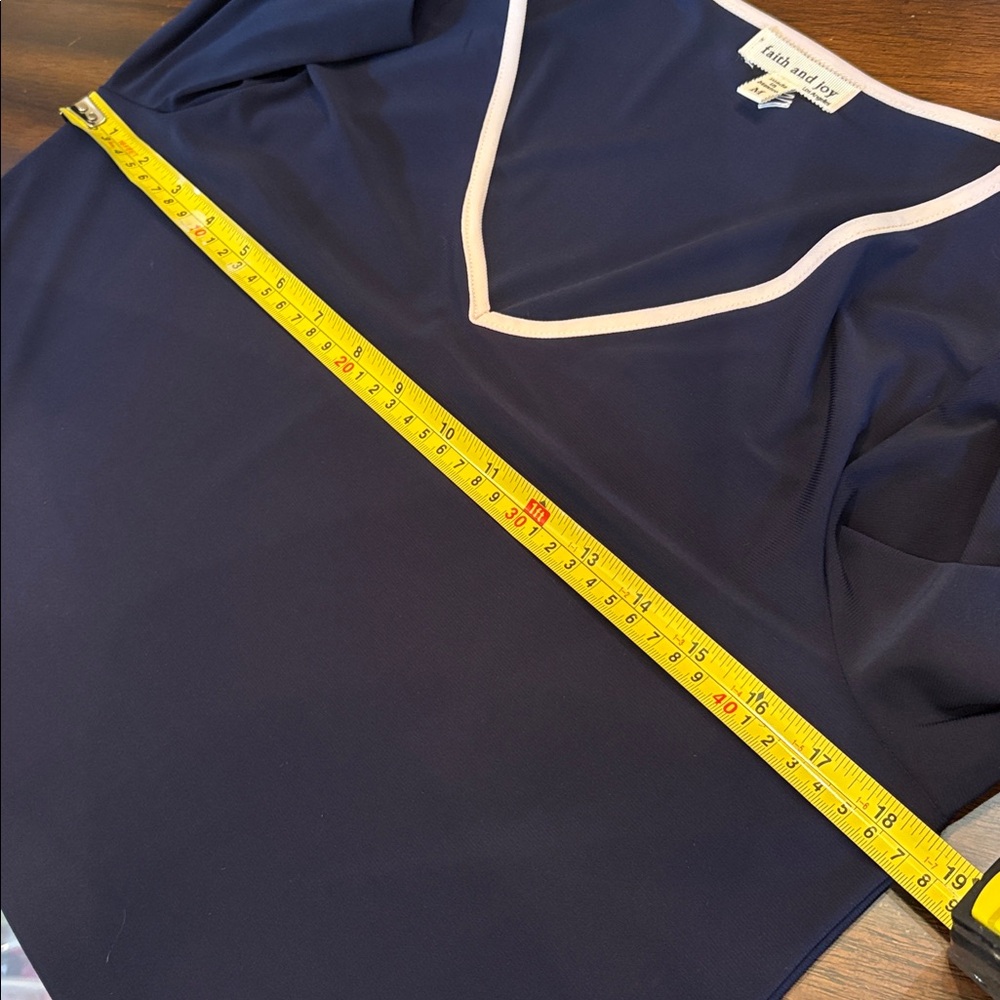 Faith and Joy Navy Blue Bell Sleeve Blouse - Picture 9 of 10
